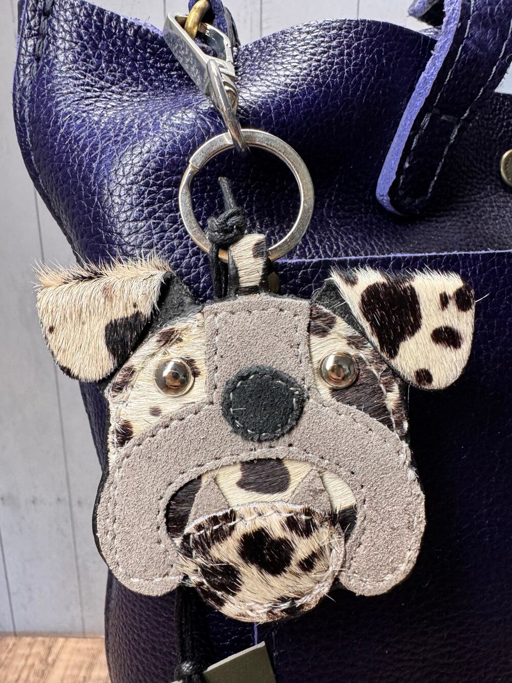 Cute English Bulldog Purse Charm Dog Lover Genuine Leather Bag Charm